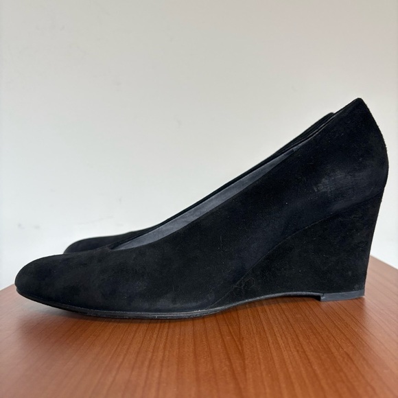 Stuart Weitzman Choke Up Black Suede Wedge Size 7.5 - Picture 3 of 9
